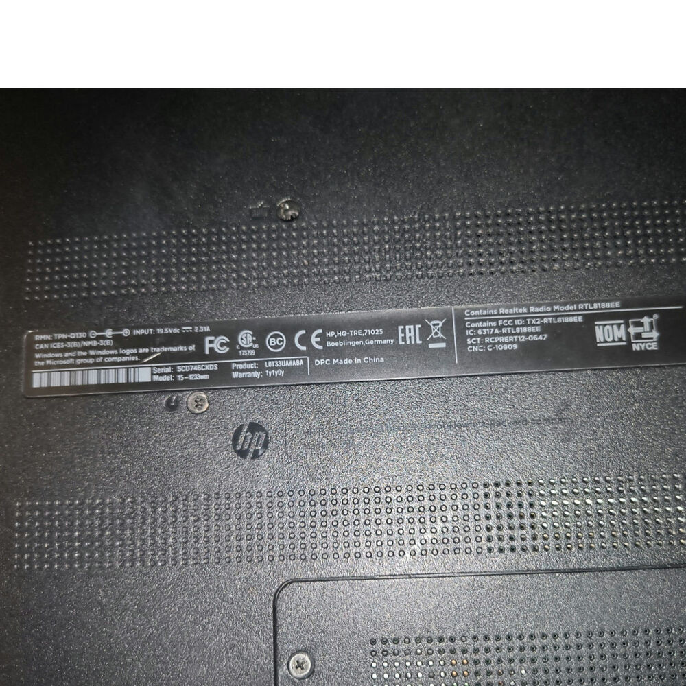 Hewlett-Packard HP Notebook 15-f233wm 15.6" Screen Laptop ~ AS IS